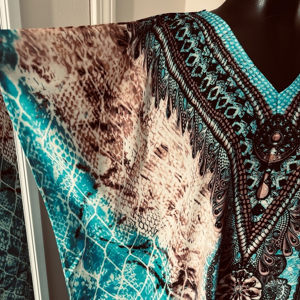 Boho Snake Print Kaftan Cover Up Maxi Dress - Picture 8 of 10